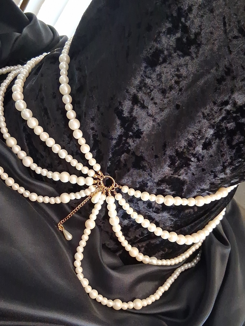Chico's Pearl Multi-Strand Chain Belt with Gold Hardware